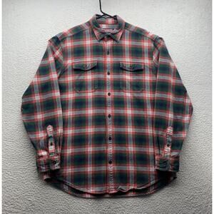 Vineyard Vines Owen Shirt Mens Medium Relaxed Fit Flannel Green Red Plaid Preppy